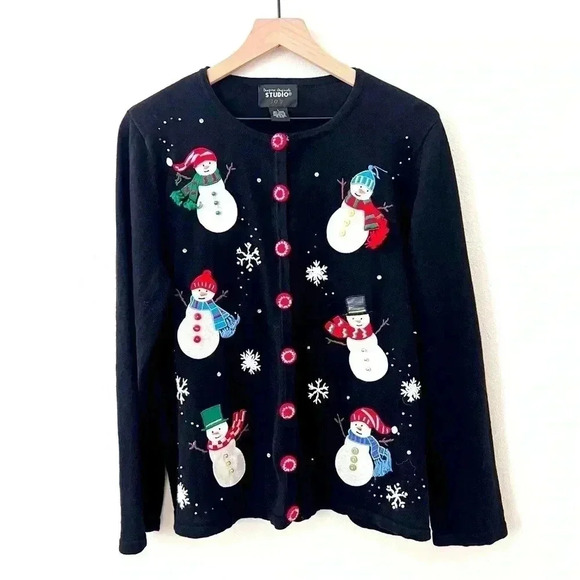 Designer Originals Studio Joy Snowman Cardigan - Picture 1 of 9